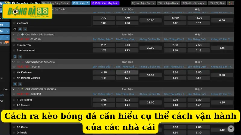 Cách ra kèo bóng đá cần hiểu cụ thể cách vận hành của các nhà cái
