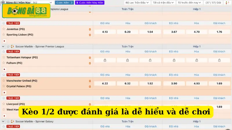 Kèo 1/2 được đánh giá là dễ hiểu và dễ chơi