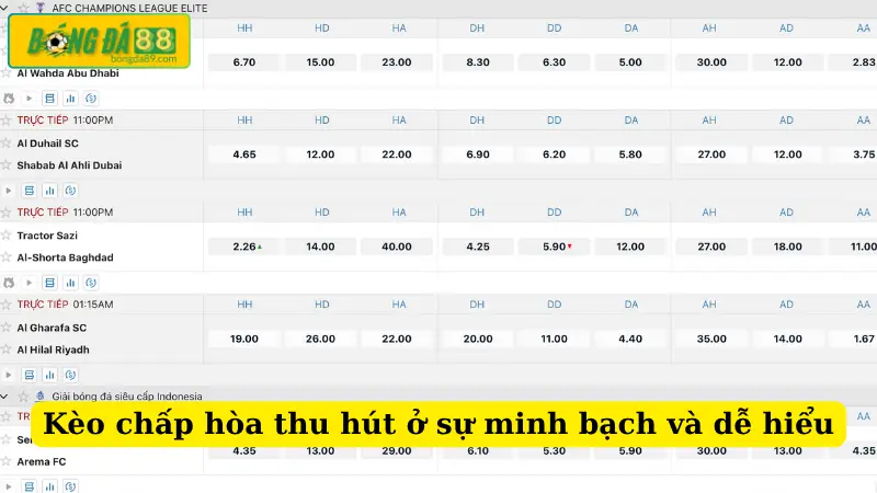 Kèo chấp hòa thu hút ở sự minh bạch và dễ hiểu