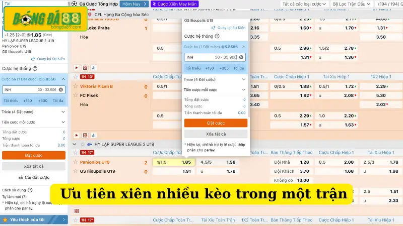 Ưu tiên xiên nhiều kèo trong một trận